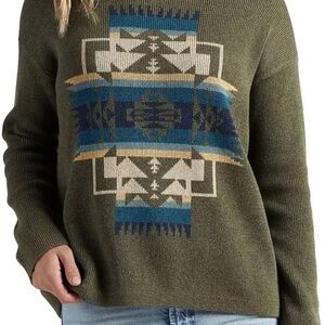 Pendleton Olive and Blue Geometric Sweater